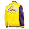 Los Angeles Lakers Fast Break Satin Varsity Purple and Yellow Jacket 1