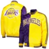 Los Angeles Lakers Fast Break Satin Varsity Purple and Yellow Jacket 3