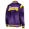 Los Angeles Lakers Force Play Purple Satin Varsity Jacket 1