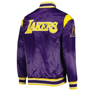 Los Angeles Lakers Force Play Purple Satin Varsity Jacket 1