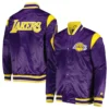Los Angeles Lakers Force Play Purple Satin Varsity Jacket 3