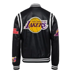 Los Angeles Lakers Full Leather Black Varsity Jacket 1