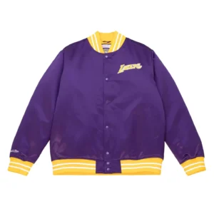 Los Angeles Lakers Hardwood Classics Satin Purple Varsity Jacket