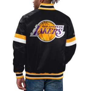 Los Angeles Lakers Home Game Black Satin Varsity Jacket 1