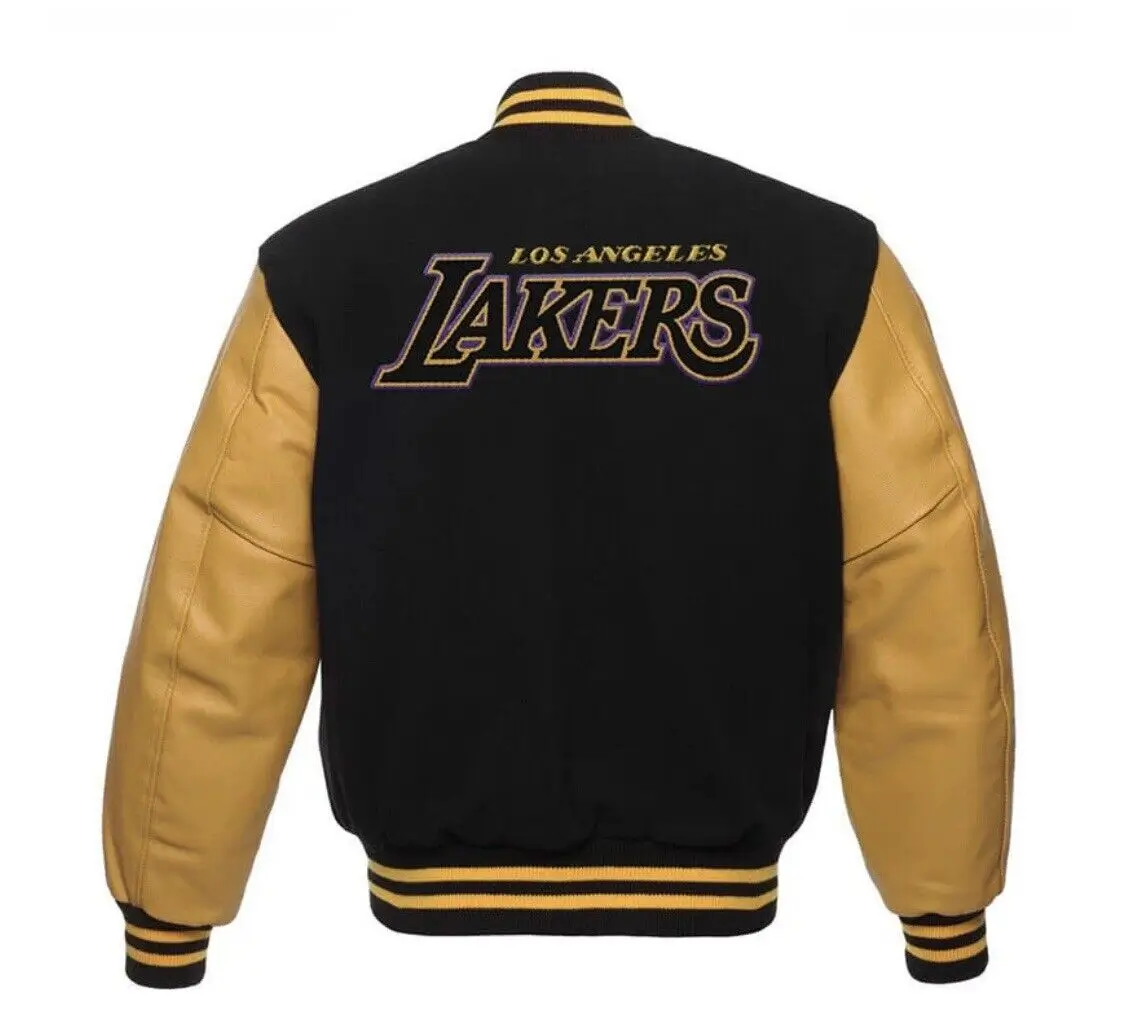 Los Angeles Lakers Letterman Black Wool Varsity Jacket 1