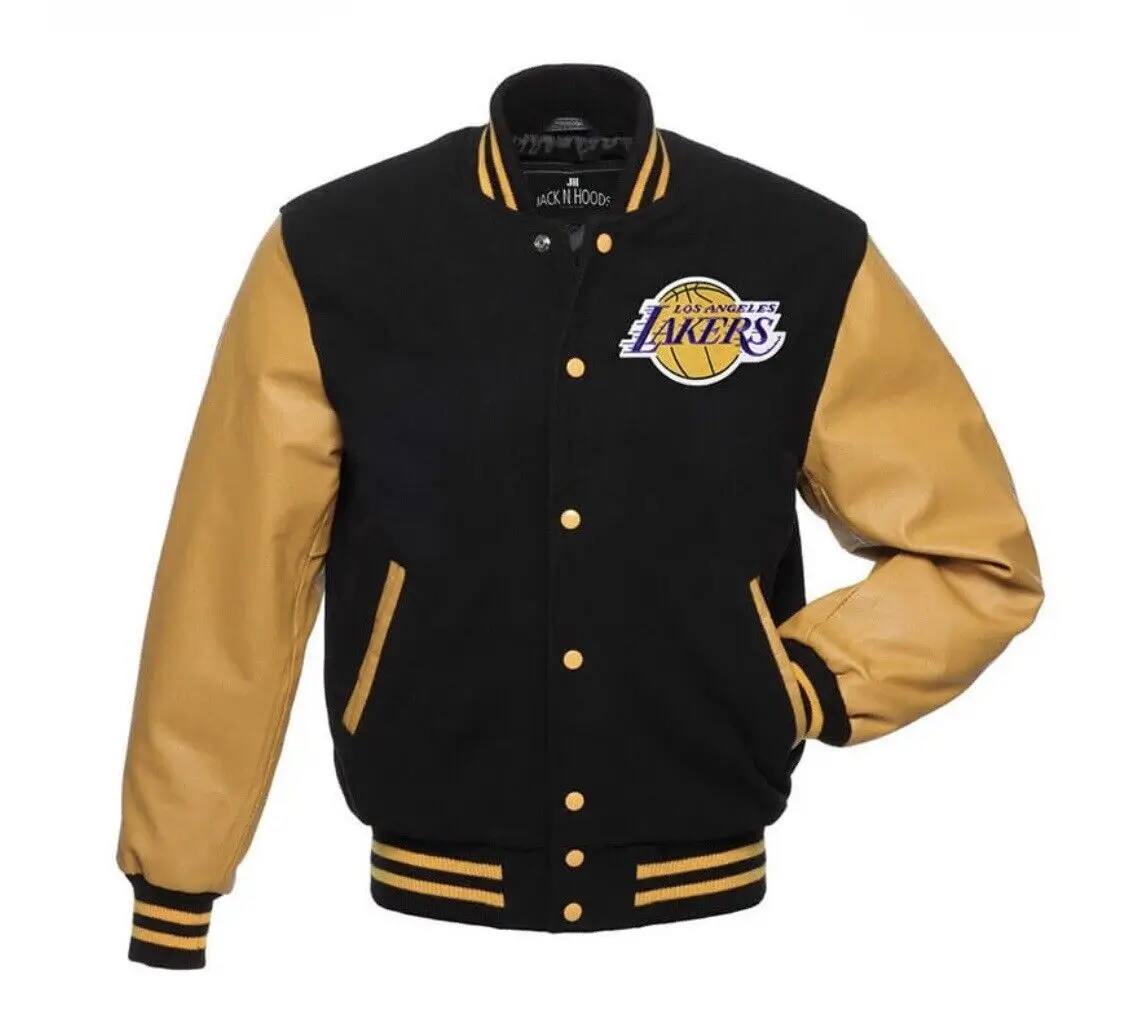 Los Angeles Lakers Letterman Black Wool Varsity Jacket