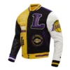 Los Angeles Lakers Letterman Color Block Varsity Jacket 1