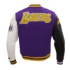Los Angeles Lakers Letterman Color Block Varsity Jacket 3