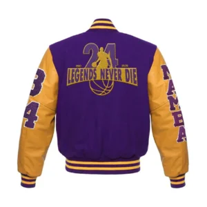 Los Angeles Lakers Letterman Kobe Bryant Mamba Purple Varsity Jacket 1
