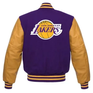 Los Angeles Lakers Letterman Wool & Leather Varsity Jacket 1