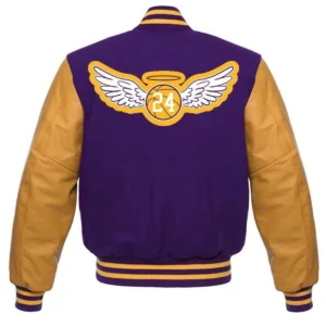 Los Angeles Lakers Letterman Wool & Leather Varsity Jacket – Purple and Yellow 1