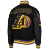 Los Angeles Lakers Mashup Capsule Black Wool and Leather Varsity Jacket 1