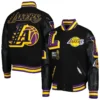 Los Angeles Lakers Mashup Capsule Black Wool and Leather Varsity Jacket 3
