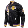 Los Angeles Lakers Mashup Full-Snap Black Satin Varsity Jacket 1