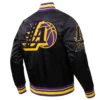 Los Angeles Lakers Mashup Full-Snap Black Satin Varsity Jacket 2
