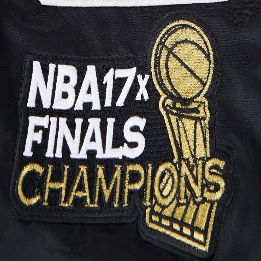 Los Angeles Lakers Mashup Full-Snap Black Satin Varsity Jacket 5