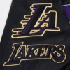 Los Angeles Lakers Mashup Full-Snap Black Satin Varsity Jacket 6