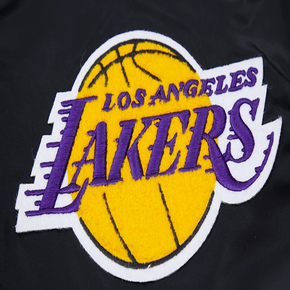 Los Angeles Lakers Mashup Full-Snap Black Satin Varsity Jacket 7