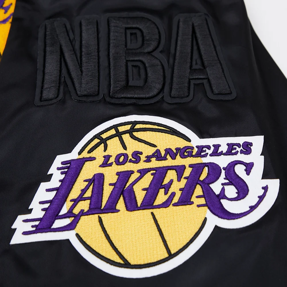 Los Angeles Lakers Mashup Full-Snap Black Satin Varsity Jacket 8