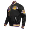 Los Angeles Lakers Mashup Full-Snap Satin Black Varsity Jacket 1