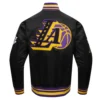 Los Angeles Lakers Mashup Full-Snap Satin Black Varsity Jacket 3