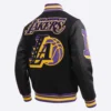 Los Angeles Lakers Mashup Wool & Leather Black Varsity Jacket 2
