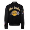 Los Angeles Lakers Old English Full Real Wool & Leather Jacket Black 1