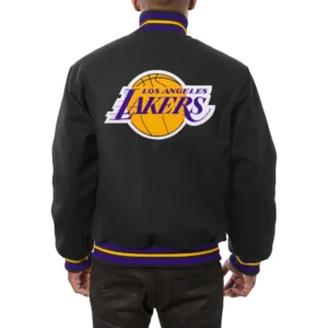 Los Angeles Lakers One Color Handmade Wool Varsity Jacket – Black 1