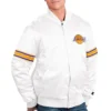Los Angeles Lakers Power Forward Full-Snap White Satin Varsity Jacket