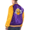 Los Angeles Lakers Renegade Satin Varsity Purple and Yellow Jacket 1
