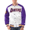 Los Angeles Lakers Renegade White and Purple Satin Varsity Jacket