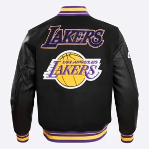 Los Angeles Lakers Retro Classic Black Wool & Leather Varsity Jacket 3