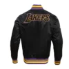 Los Angeles Lakers Retro Classic Full-Snap Black Satin Varsity Jacket 3