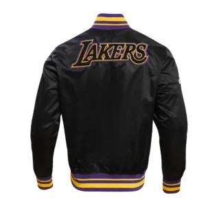 Los Angeles Lakers Retro Classic Full-Snap Black Satin Varsity Jacket 3