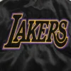 Los Angeles Lakers Retro Classic Full-Snap Black Satin Varsity Jacket 7