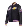 Los Angeles Lakers Retro Classic Women’s Wool & Leather Varsity Black Jacket 1