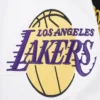 Los Angeles Lakers Script Tail Black and White Wool & Leather Varsity Jacket 5