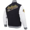 Los Angeles Lakers Script Tail Black and White Wool & Leather Varsity Jacket 6