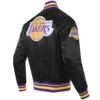 Los Angeles Lakers Script Tail Full-Snap Black Satin Varsity Jacket 2