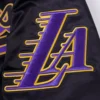 Los Angeles Lakers Script Tail Full-Snap Black Satin Varsity Jacket 5