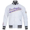 Los Angeles Lakers Script Tail Full-Snap White Satin Varsity Jacket