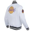 Los Angeles Lakers Script Tail Full-Snap White Satin Varsity Jacket 2