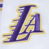 Los Angeles Lakers Script Tail Full-Snap White Satin Varsity Jacket 5