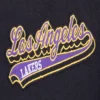 Los Angeles Lakers Script Tail Women’s Black Wool & Leather Varsity Jacket 3