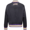 Los Angeles Lakers Script Tail Women’s Full-Snap Satin Varsity Black Jacket 6