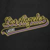 Los Angeles Lakers Script Tail Wool & Leather Black Varsity Jacket 5