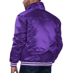 Los Angeles Lakers Silver Tab Satin Trucker Varsity Jacket – Purple 1