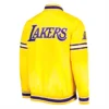Los Angeles Lakers Slider Full-Snap Yellow Satin Varsity Jacket 1