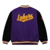 Los Angeles Lakers Team Legacy Full-Snap Satin Varsity PurpleBlack Jacket 1
