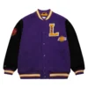 Los Angeles Lakers Team Legacy Full-Snap Satin Varsity PurpleBlack Jacket